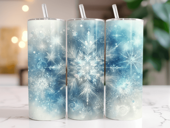 20 Oz Snowflakes Christmas Tumbler Wrap Graphics