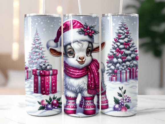 Baby Goat Christmas Tumbler Wraps Graphics