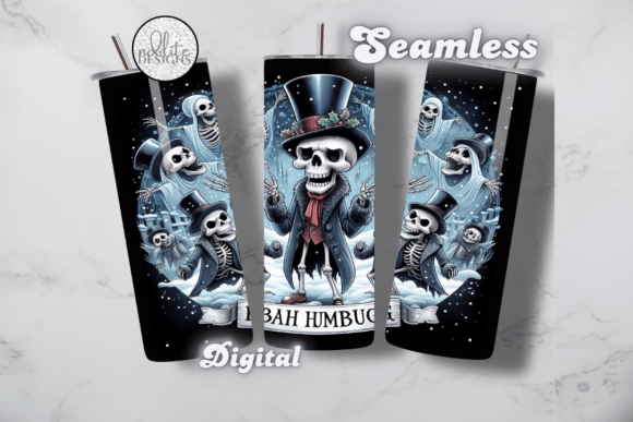 Bah Humbug Skeleton Tumbler Wrap: Graphics for Festive Local Branding