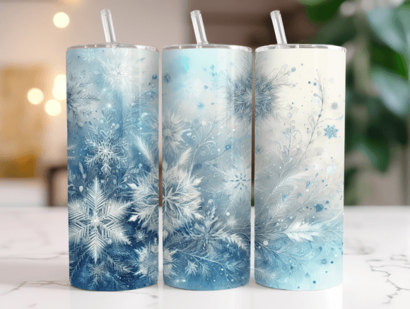 Blue Snowflakes Christmas Tumbler Wrap Graphics