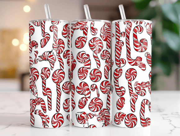 Candy Cane Peppermint 20oz Tumbler Wrap