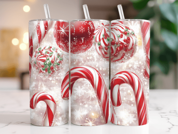 Candy Canes Peppermints Tumbler Wrap Graphics