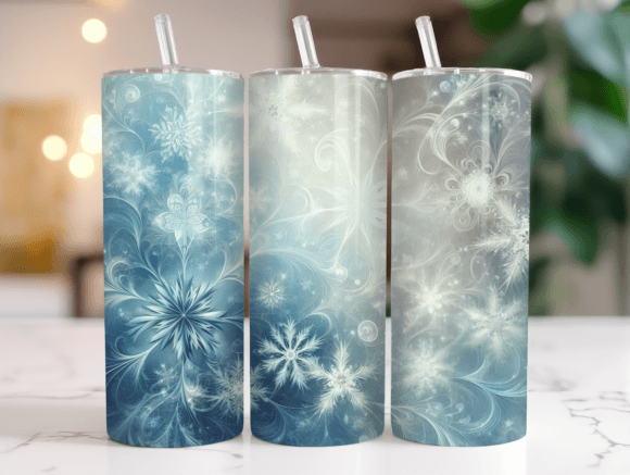 Christmas Blue Snowflakes Tumbler Wrap Graphics