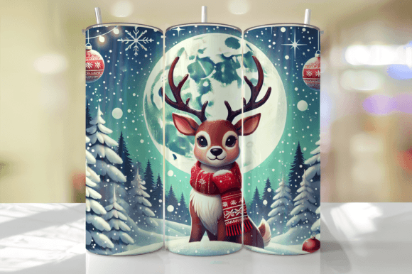 Christmas Deer Tumbler Wrap Graphics