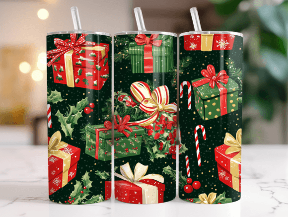 Christmas Gifts Pattern Tumbler Wrap Graphics