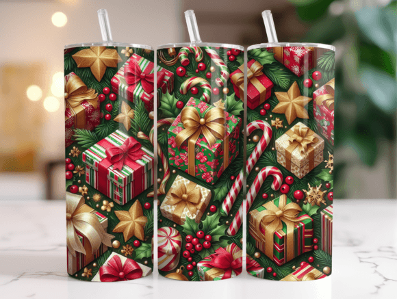 Christmas Gifts Wrapping Tumbler Wrap Graphics