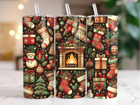 Christmas Stockings Fireplace 20oz Wrap: Graphics & Tumbler Wraps