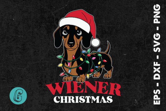 Dachshund Xmas Weenie Dog SVG: Graphics for Print Templates