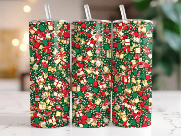 Fun Christmas Gifts Pattern Tumbler Wrap Graphics
