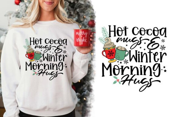 Hot Cocoa Mugs Winter Morning Hugs SVG Graphics