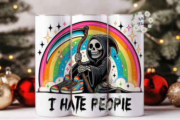 I Hate People Spooky Grim Reaper PNG: Graphics for Bold Tumbler Wraps
