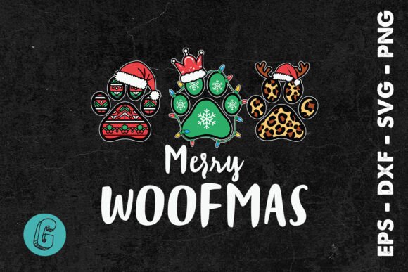 Merry Woofmas Dog Paw Xmas SVG