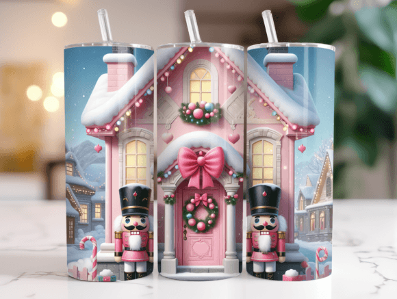 Pink Nutcracker House Christmas Tumbler Graphics