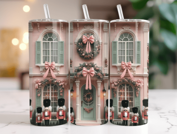 Pink Nutcracker House Tumbler Wrap Graphics