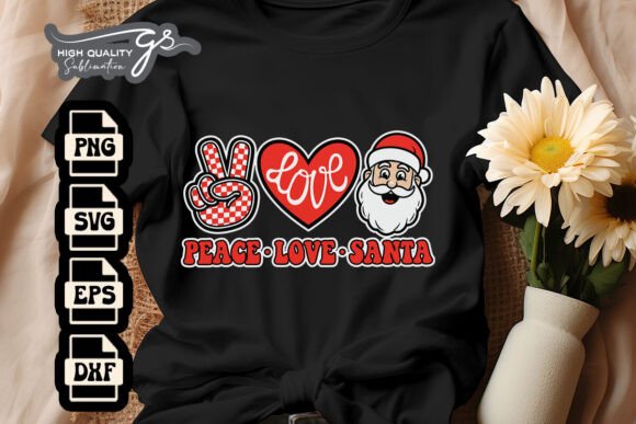 Retro Peace Love Santa Hippie Xmas SVG: Graphics for Crafts & Campaigns