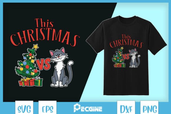 This Christmas Tree Funny Cat SVG: Graphics for T-Shirt Designs