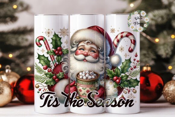 Tis the Season Christmas Santa Claus PNG: Graphics for Tumbler Wraps