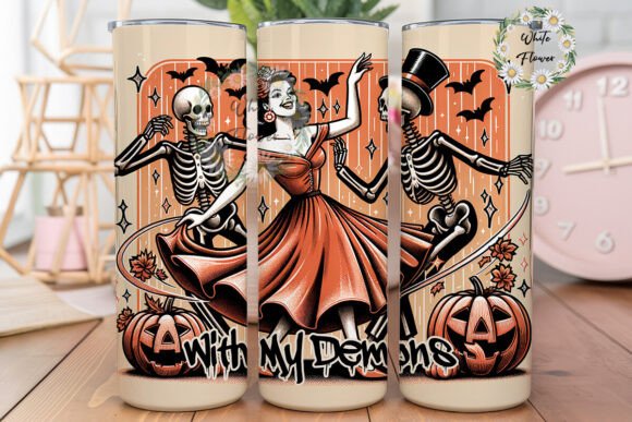Vibing with My Demons Halloween Graphics for Tumbler Wraps
