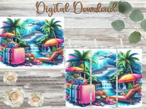 Watercolor Cruise Tumbler Graphics for Tumbler Wraps