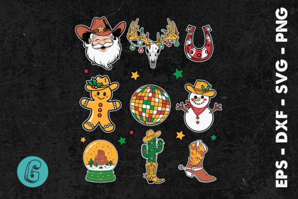 Western Country Vibes Christmas SVG Graphics & Print Templates