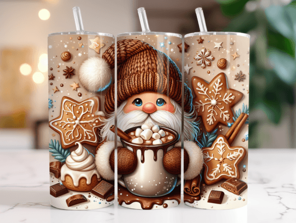 Winter Coffee Gnome 20oz Tumbler Wrap Graphics
